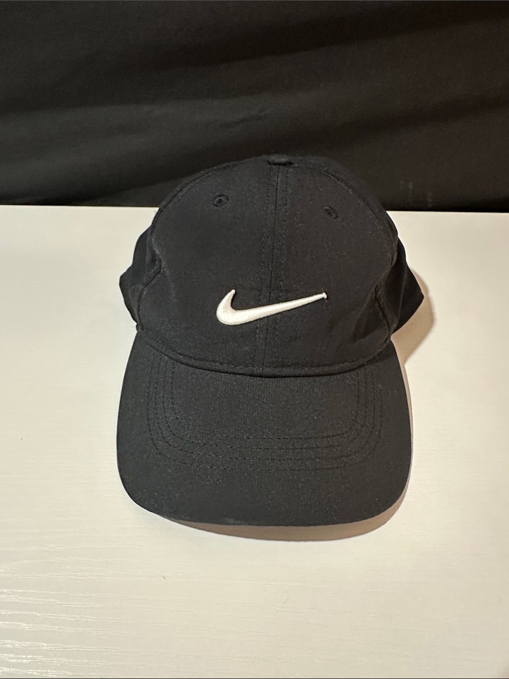Unisex Nike Black Cap with White Swoosh Dri-fit